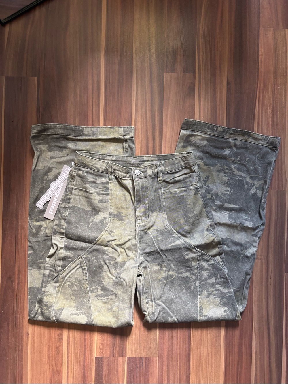 Missguided Green Camouflage Wide Leg Trousers